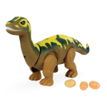 Динозавр Апатозавр коричневый. Ходит, откладывает яйца, свет/звук WB-00700/коричневый (Junfa)