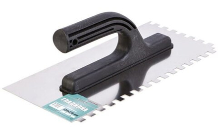 Гладилка стальная нержавеющая, 270х130мм, зуб 10х10мм.