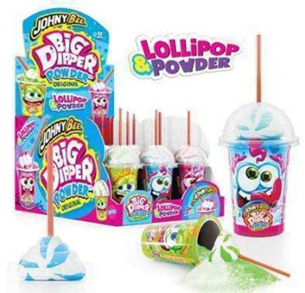 Леденец Dip n Lick Big Dipper с кислой пудрой в ведерке 12 шт