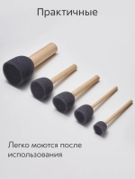 Спонж кисти для рисования набор 5 шт. круглые, размер: 20, 25, 30, 35, 45 мм., серые