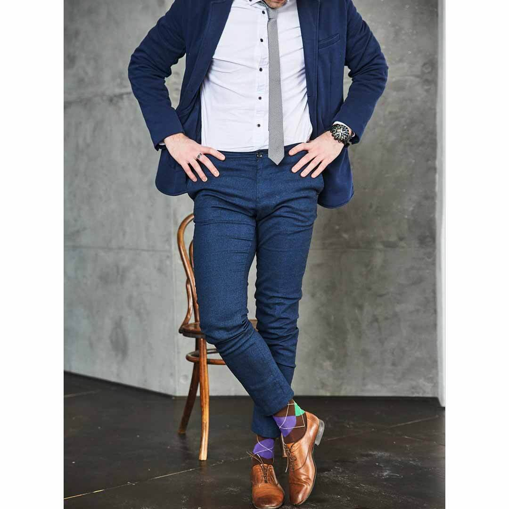Мужские носки фиолетовые с коричневым Marrey Oxford