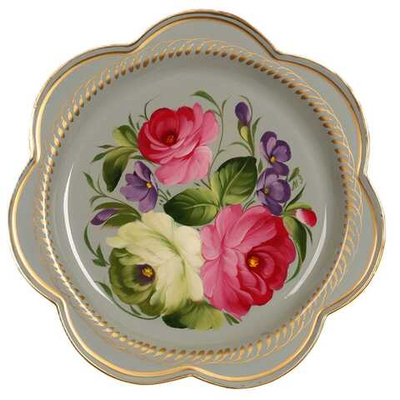 Жостовский поднос декоративный, размер 18 см (A1), металлический