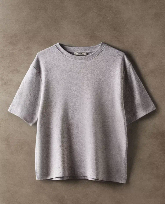 ZARA HOME ХЛОПКОВАЯ ФУТБОЛКА, СЕРЫЙ