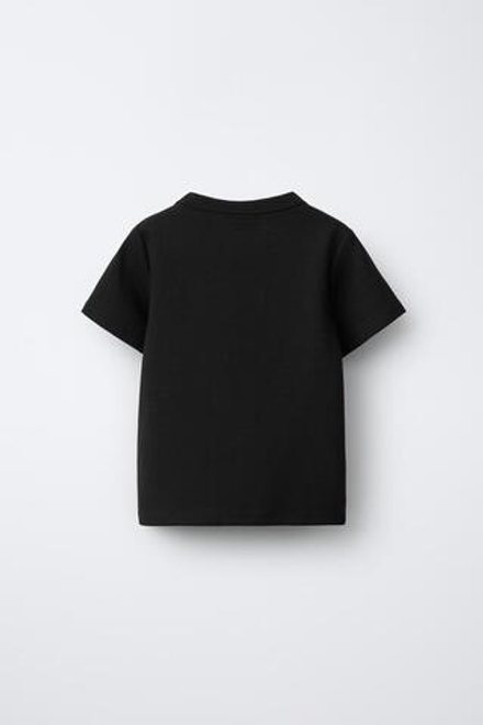 ZARA ОДНОТОННАЯ ФУТБОЛКА ИЗ ТРИКОТАЖА INTERLOCK, ЧЕРНЫЙ
