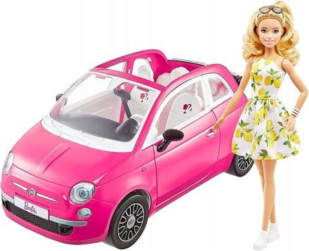 Кукла Barbie Mattel Игровой набор Барби и Автомобиль Кабриолет Фиат 500 GXR57