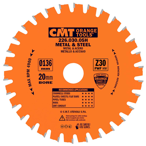 Диск пильный по стали 136,5x20x1,2/1,5 мм FWF Z=30 CMT 226.030.05H