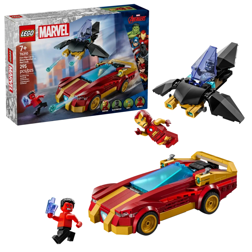 Конструктор LEGO Marvel 76310 Машина Железного человека и Черная пантера против Красного Халка