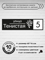 Адресная табличка на дом с деревом, 60х16 см.