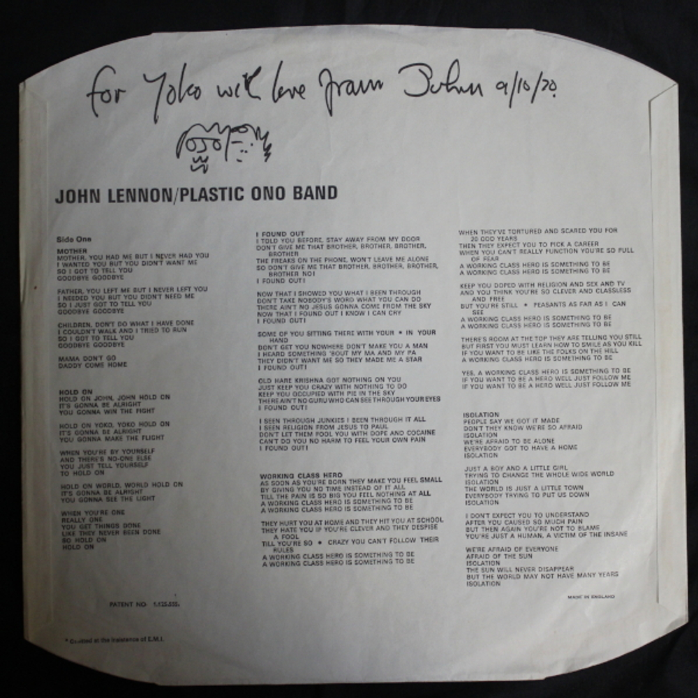 John Lennon & The Plastic Ono Band / John Lennon/Plastic Ono Band (LP)