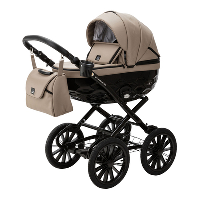 Коляска универсальная Adamex Chantal RETRO Deluxe 2 в 1, C-SA9 - Тёмно бежевая экокожа