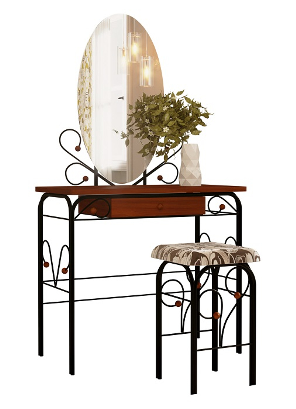 Стол дамский Форвард МК-8 с ящиком, ММД303, Черный/Орех