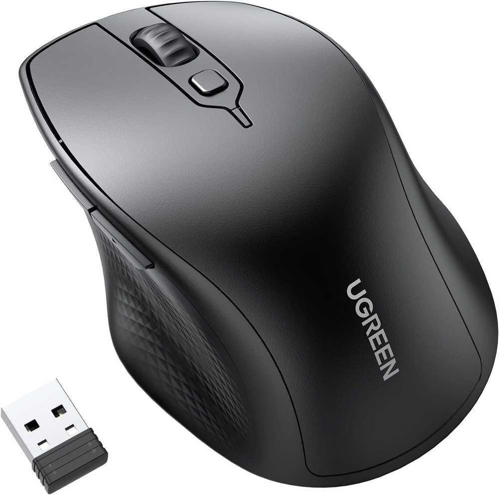 Мышь оптическая беcпроводная MU001, 2.4 GHz&BT, Black UGREEN 90395