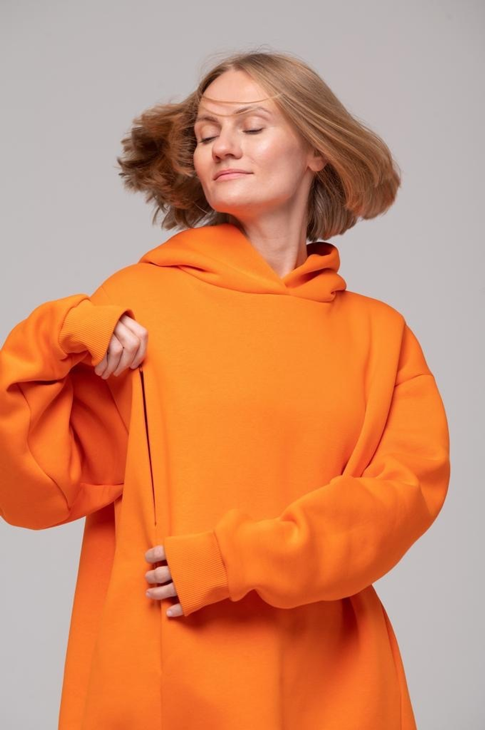 Свитшот oversize с капюшоном, Рыжий