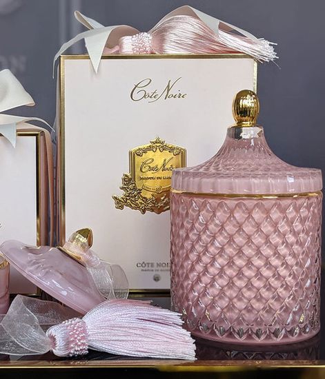 Розовое шампанское, большая розовая свеча Арт-деко с кисточкой, Cote Noire