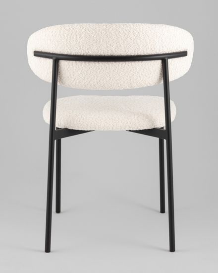 Стул Sevyn букле молочный, ножки черный металл