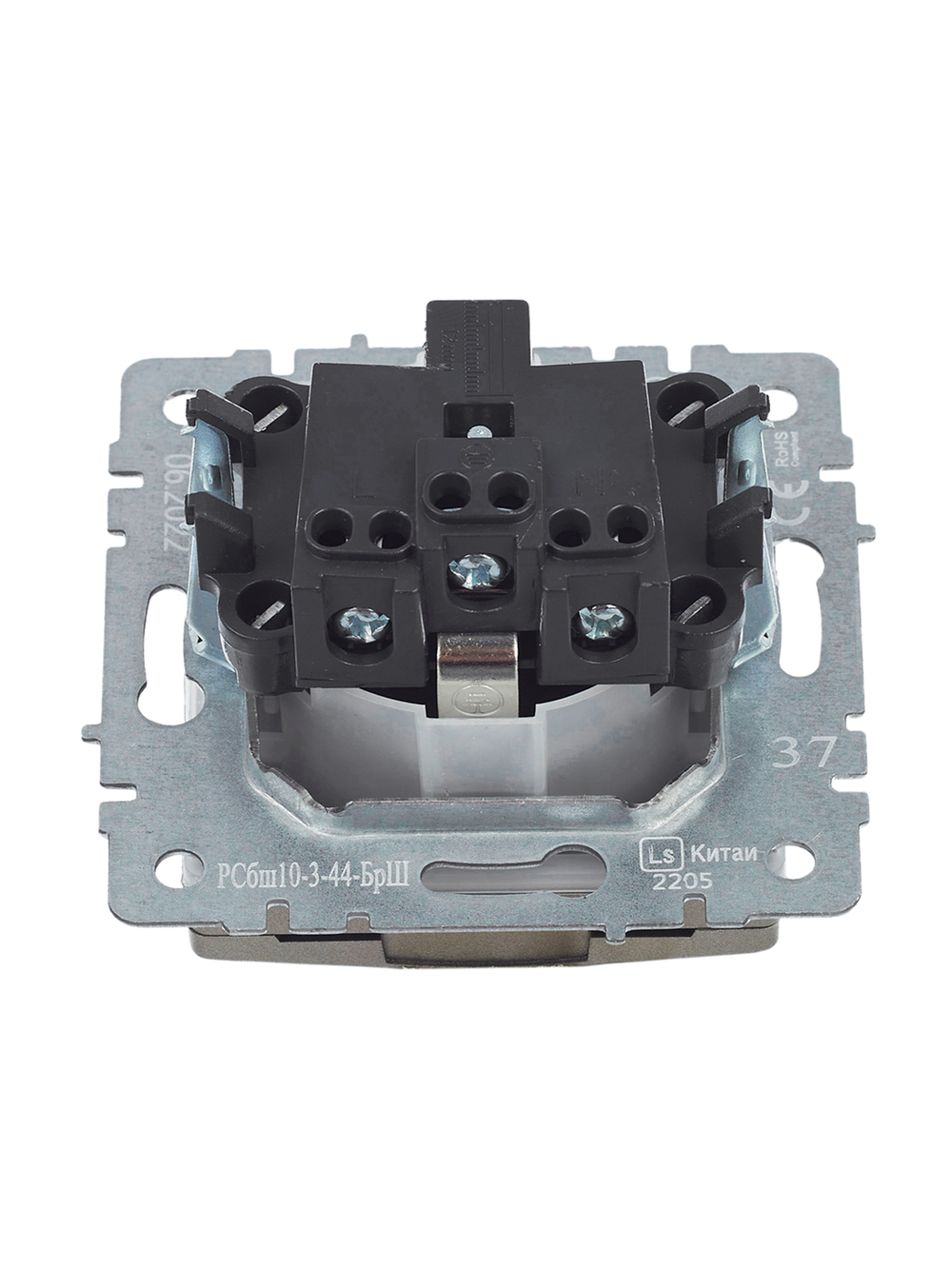 BRITE Розетка 1-местная с заземлением с защитными шторками и крышкой 16А IP44 РСбш10-3-44-БрШ шампань IEK