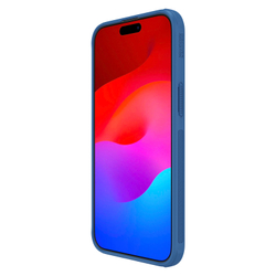Чехол синего цвета от Nillkin c поддержкой беспроводной зарядки MagSafe для iPhone 15 Pro Max, серия Super Frosted Shield Pro Magnetic Case