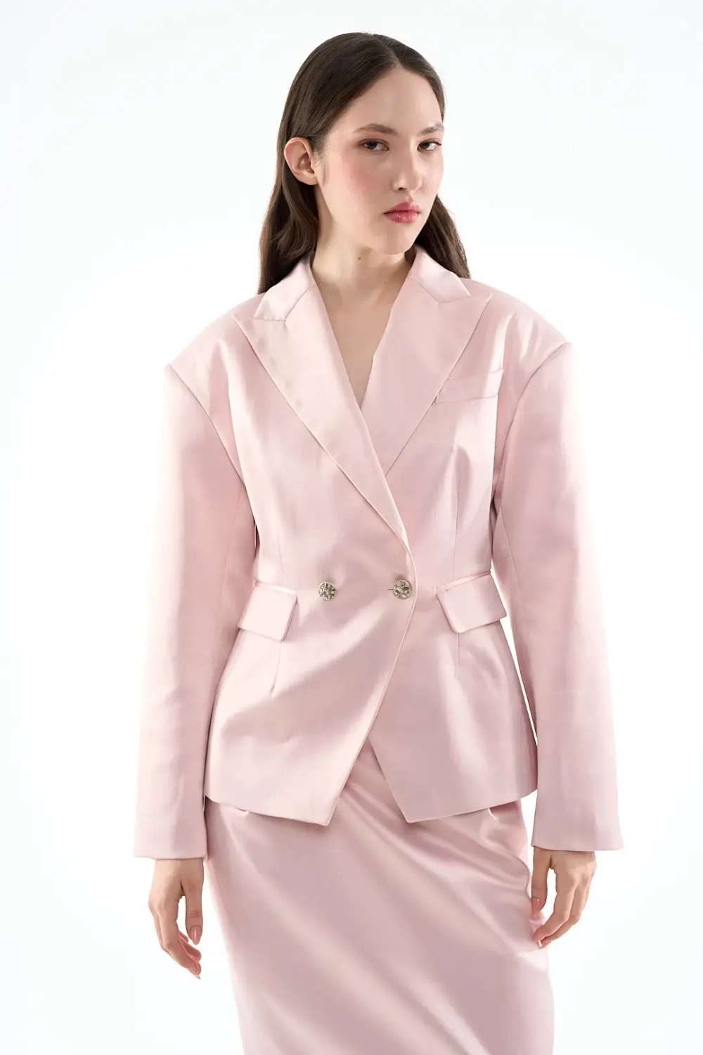 Юбка-карандаш атласная розовая