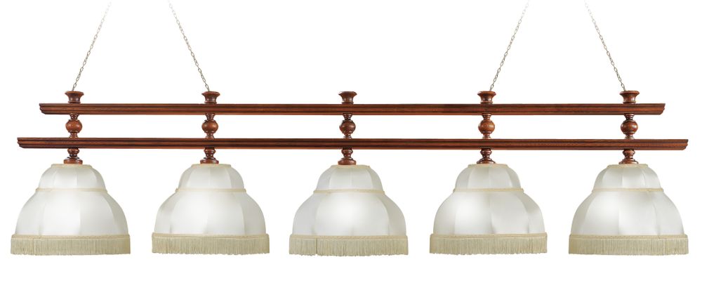 Лампа Ливерпуль 5пл. ясень (№5,бархат зеленый,бахрома желтая,фурнитура золото)