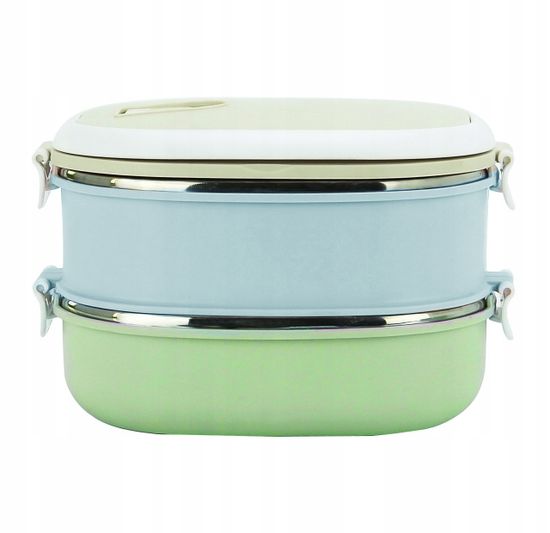 Ланч бокс двойной 1400 мл. Kamille КМ 2125 (пластик, нержавеющая сталь)