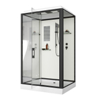 Душевая кабина Niagara Standart ST100/80/15Q/BL (100х80х215) прямоугольник,поддон 15см,распашная,проф.черный,3 места