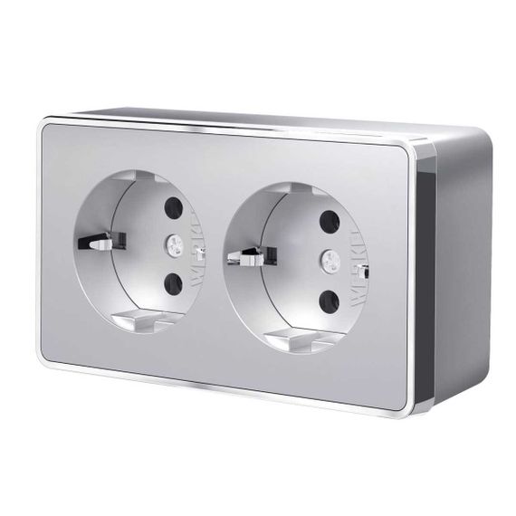 Розетка двойная с заземлением Werkel Gallant серебряный W5072106 4690389167188