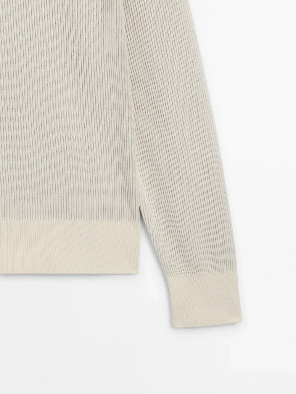 Massimo Dutti Свитер из хлопка букле с круглым вырезом, натуральный, кремовый