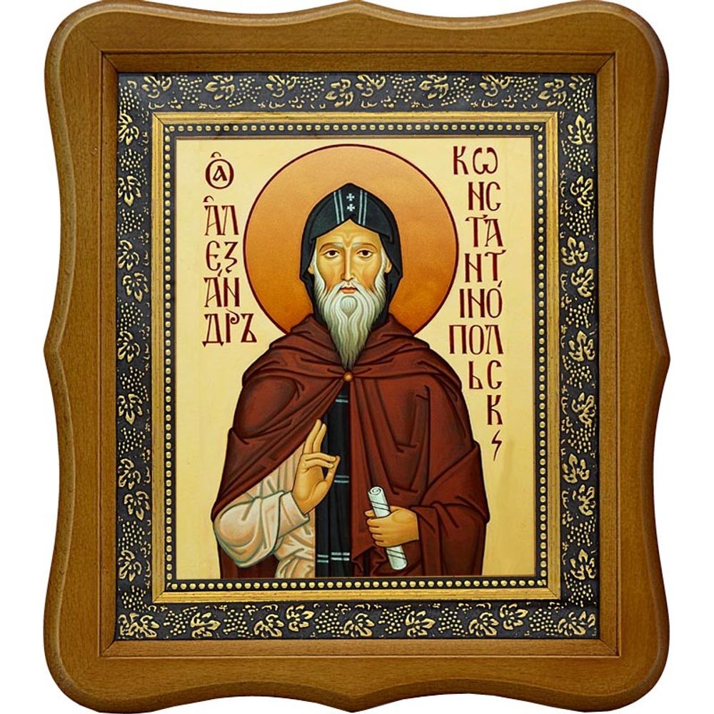 Александр Константинопольский Святой преподобный. Икона на холсте.