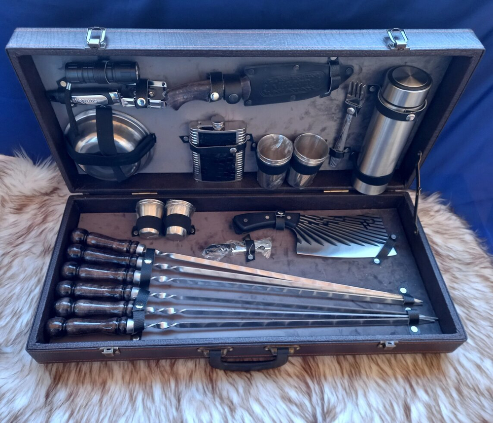 Шашлычный набор подарочный "Буйвол Элит" №30 в кейсе из экокожи