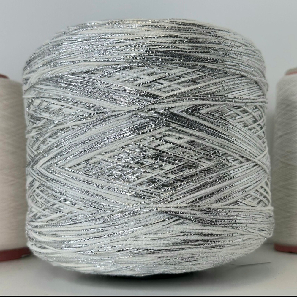 WOOL REFLEX - Luxury Production by Ri.Go.; 87% меринос, 13% фольга; 160м/100гр; col. 6665, цвет: белый, фольга серебро. S507