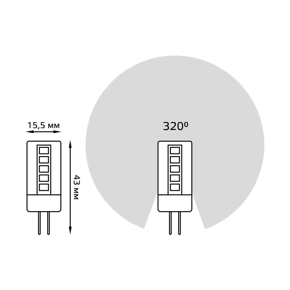 Лампа Gauss LED 4W G4 АС185-265V 400 lm 2700K керамика 207307104