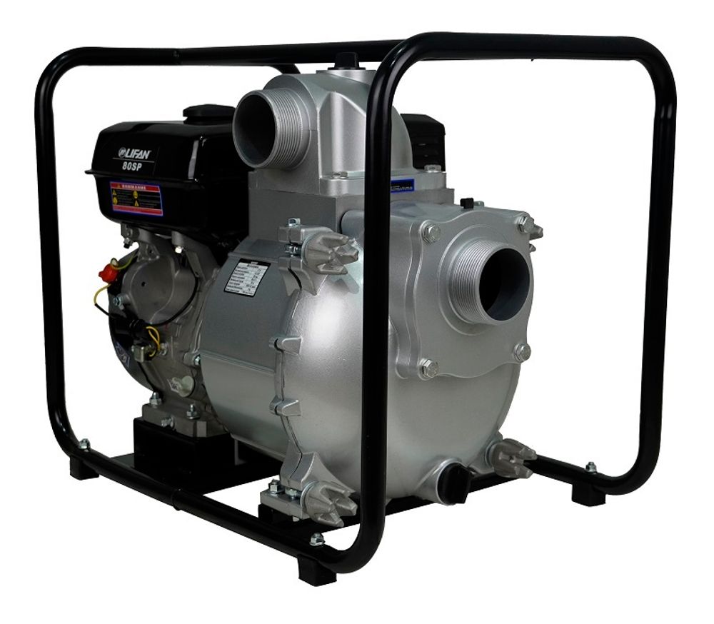 Мотопомпа бензиновая Lifan 80SP - для грязной воды [80 мм | 72 м³/ч | 1200 л/мин]