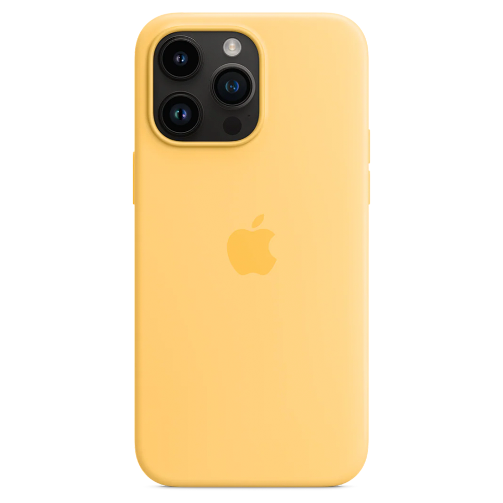 Силиконовый чехол с поддержкой MagSafe Apple Silicone Case для iPhone 14 Pro Max, Sunglow (Бледно-желтый)