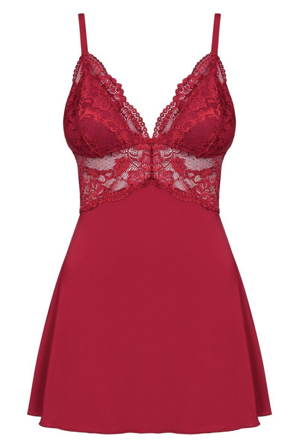 Коротенький бэби-долл с кружевным верхом (Размер: L-XL) (Цвет: малиновый)