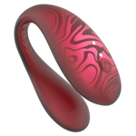 Красный вибромассажер 8см для пар с пультом ДУ и управлением через приложение Amovibe Twin+ Red