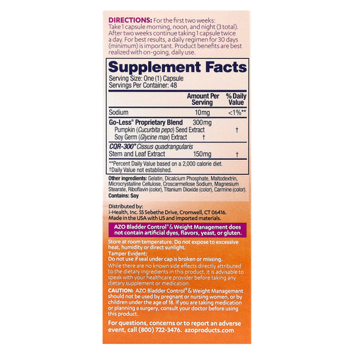 AZO, Bladder Control® с функцией Go-Less® и контролем веса, 48 капсул