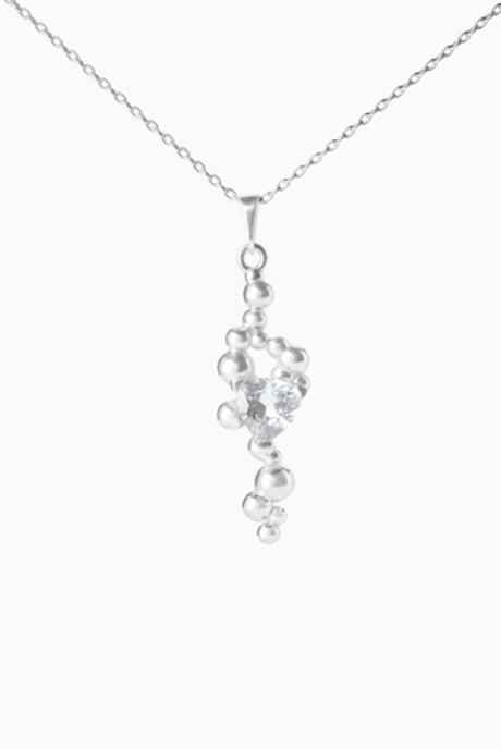 Подвес удлиненный из серебра со вставкой из бесцветного фианита