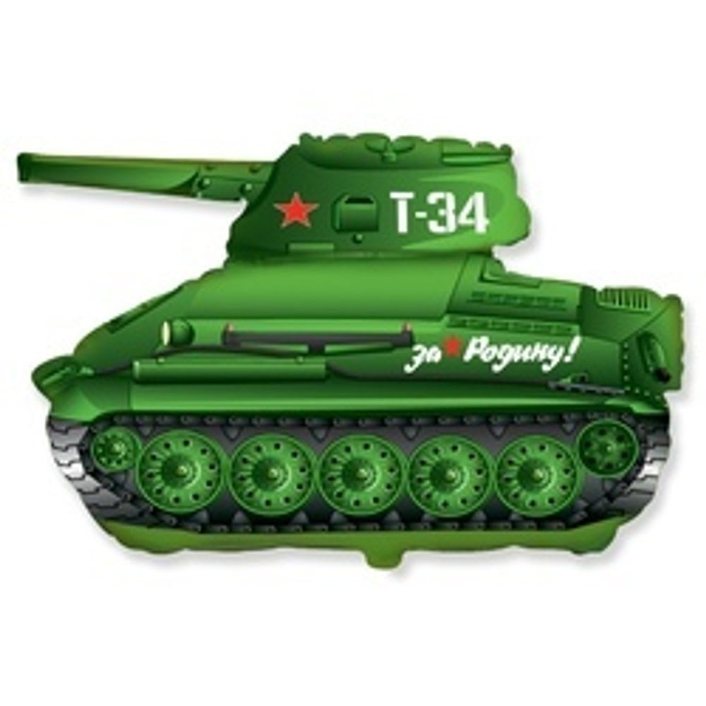 Шар (31"/79 см) Фигура, Танк T-34, Зеленый 1 шт.