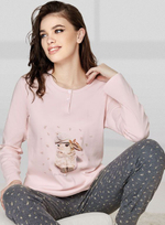 Женская пижама Sweeters: кофта и брючки (Размер: M) (Цвет: молочный с серым)