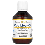 California Gold Nutrition, жир из печени трески с омега-3 жирными кислотами, ЭПК, ДГК, витаминами A и D, норвежский, в форме триглицеридов, натуральный лимонный вкус, 200 мл (6,7 жидк. унции)