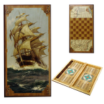 Нарды "Морские" в дер. коробе большие Арт. SA-MO-L