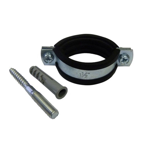 Хомут стальной оцинкованный Ду 1 1/4 (40-45) М8 с крепежом (шпилька и дюбель)