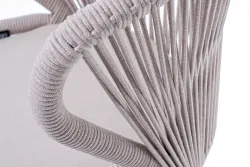 "Милан" стул плетеный из роупа, каркас алюминий (RAL1001), роуп бежевый круглый, ткань бежевая