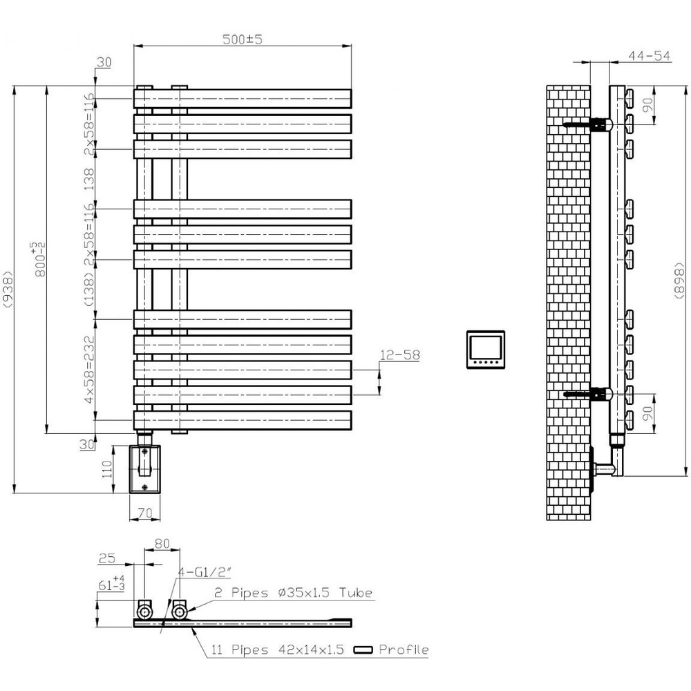 Полотенцесушитель электрический Boheme VENTURO 721-CR, Chrome