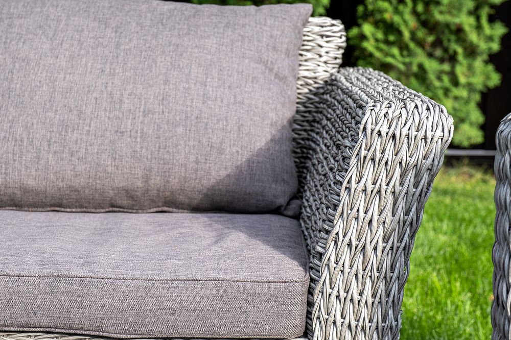 "Капучино Сингл" лаунж-зона из искусственного ротанга (гиацинт), цвет серый