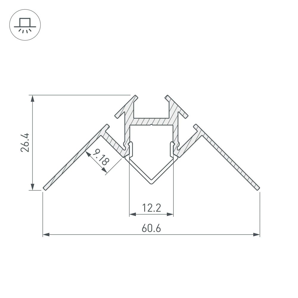 Профиль ARH-DECORE-S12-INT-2000 ANOD внутренний (Arlight, Алюминий) 023868
