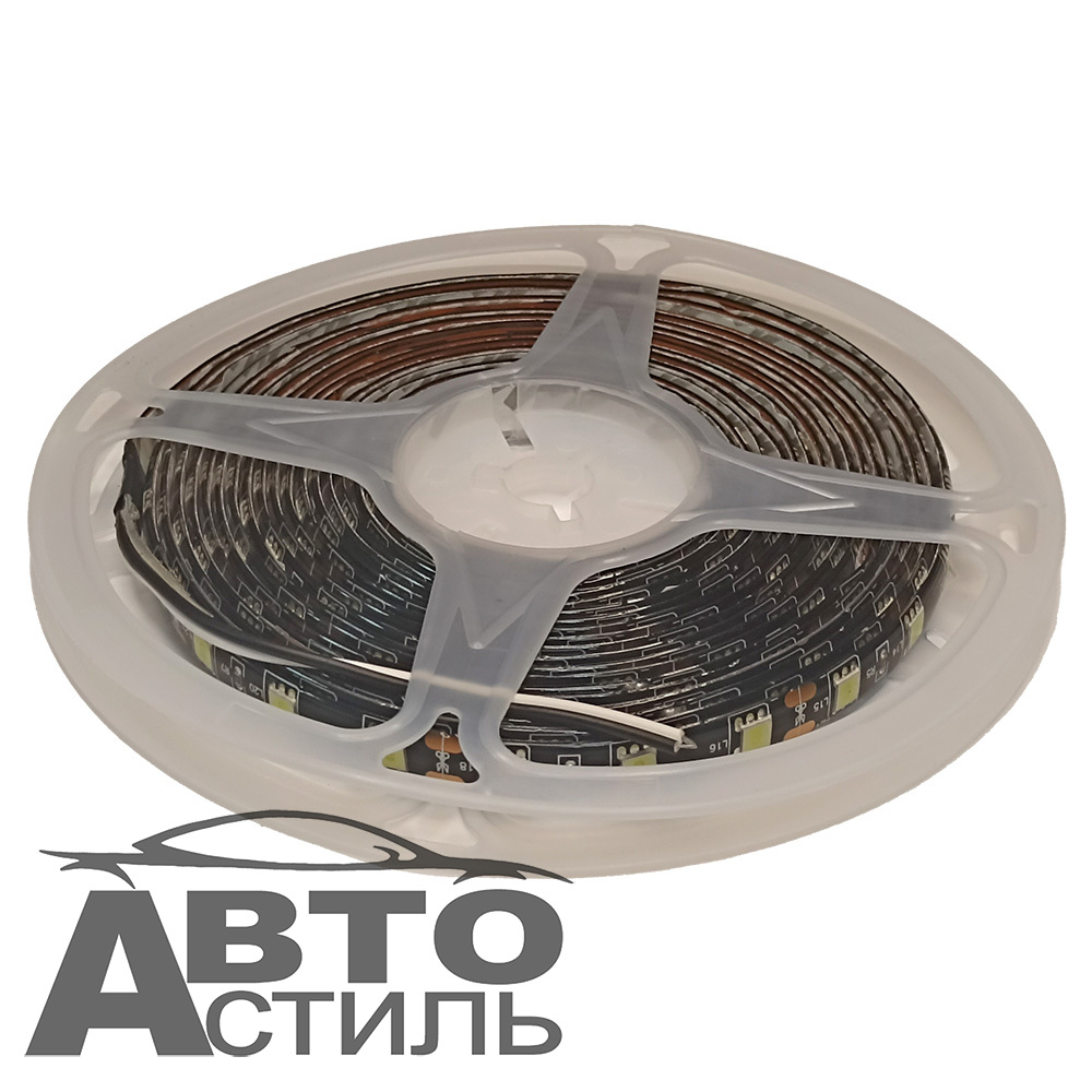 Светодиодная полоса 5м 5050 КРУПНЫЙ крист БЕЛАЯ (черная основа) 300SMD 18W М5  12300бч