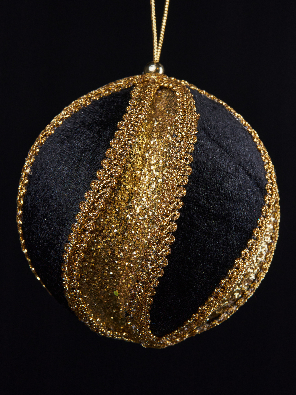 Шар резной 10см ChristmasDeLuxe черно-золотой