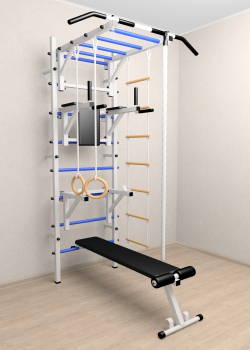 Шведская стенка Sv Sport усиленная 627 (Турник рукоход/Брусья/Стойка/Скамья/Канат/Kольца/Лестница)