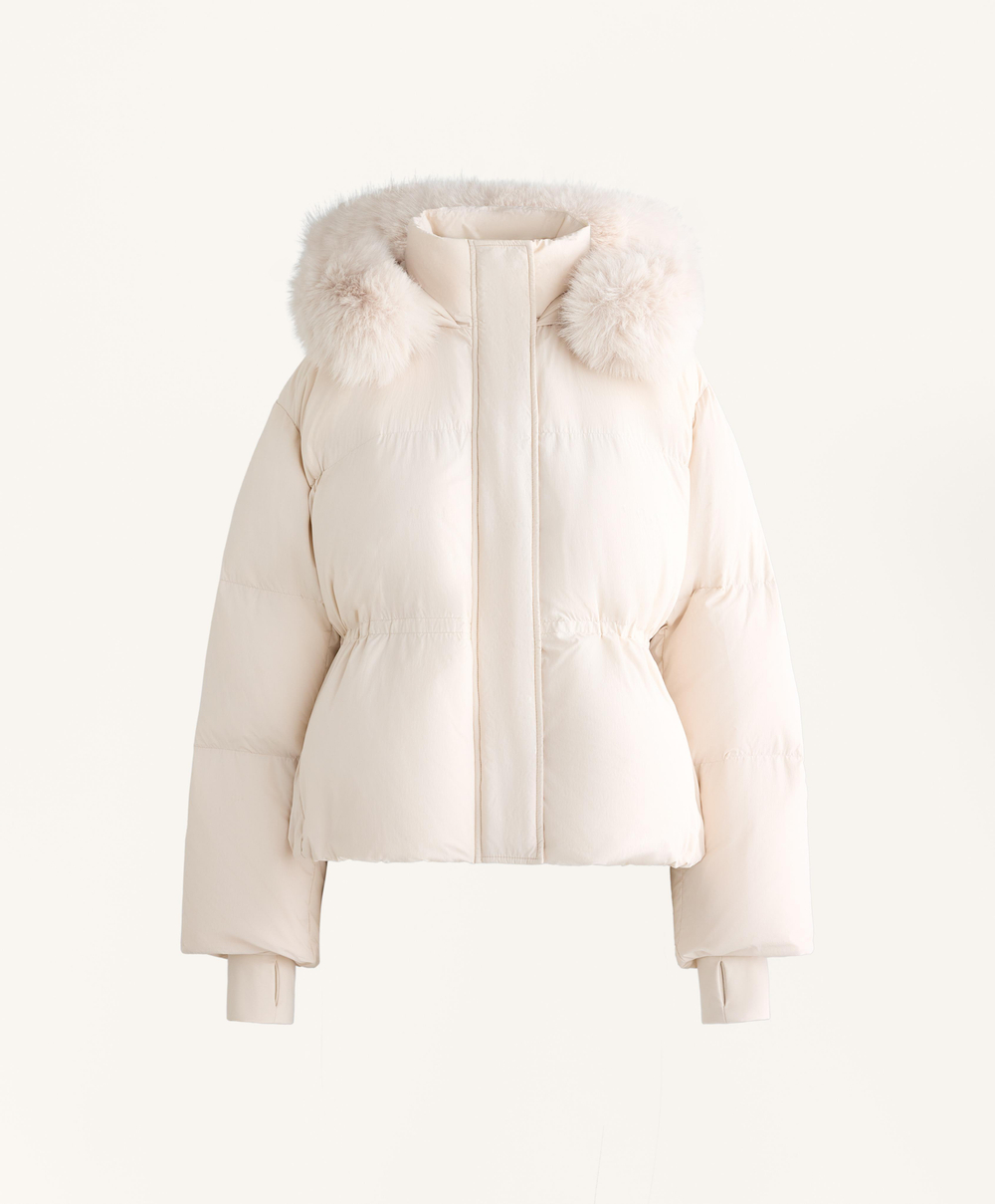 Oysho Короткий пуховик с наполнителем из 100%-го пуха, экрю
